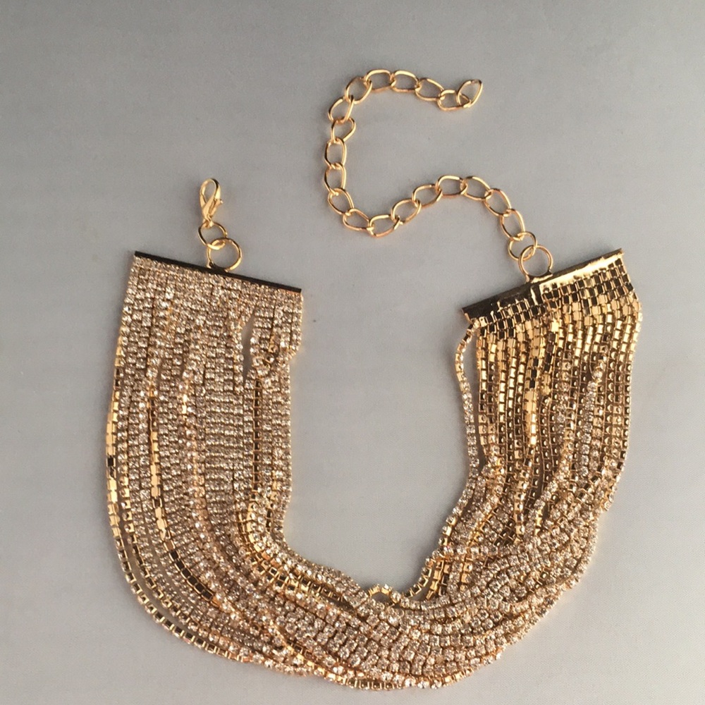 New! Gold Multilayer Statement Necklace - Picture 5 of 10